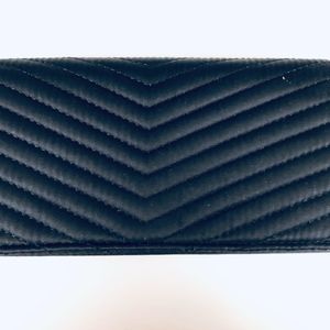 EVENING CLUTCH BAG - BLACK SATIN, QUILTED